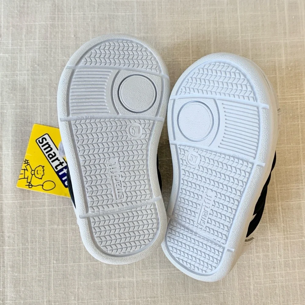2006 Smart Fit New With Tags Y2K Deadstock White Navy Stripe Baby Boys Shoes 5W